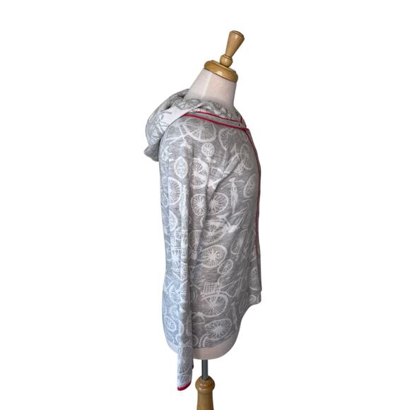 KRIMSON KLOVER Bicycle Print Button Front Sweater Red Trim Medium - Picture 3 of 8